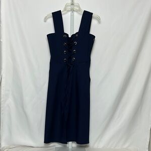 Gianni Bini Women’s Medium Navy Tie Front Style Mid Length Overalls Dress